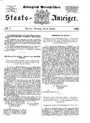 Königlich Preußischer Staats-Anzeiger (Allgemeine preußische Staats-Zeitung) Sonntag 8. Januar 1860