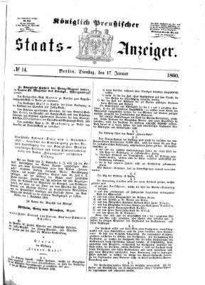 Königlich Preußischer Staats-Anzeiger (Allgemeine preußische Staats-Zeitung) Dienstag 17. Januar 1860