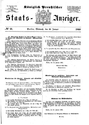 Königlich Preußischer Staats-Anzeiger (Allgemeine preußische Staats-Zeitung) Mittwoch 25. Januar 1860