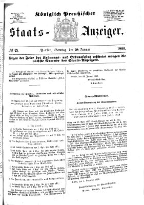 Königlich Preußischer Staats-Anzeiger (Allgemeine preußische Staats-Zeitung) Sonntag 29. Januar 1860