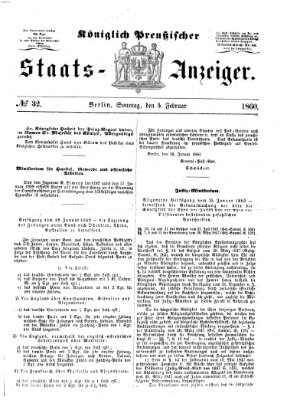 Königlich Preußischer Staats-Anzeiger (Allgemeine preußische Staats-Zeitung) Sonntag 5. Februar 1860