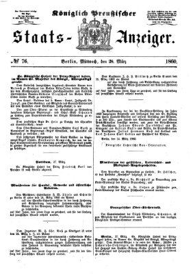 Königlich Preußischer Staats-Anzeiger (Allgemeine preußische Staats-Zeitung) Mittwoch 28. März 1860