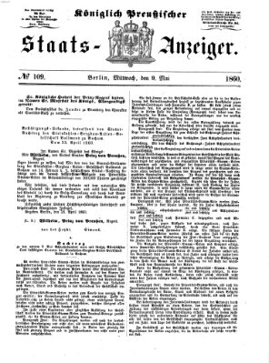 Königlich Preußischer Staats-Anzeiger (Allgemeine preußische Staats-Zeitung) Mittwoch 9. Mai 1860