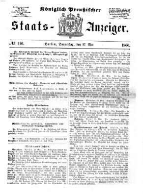 Königlich Preußischer Staats-Anzeiger (Allgemeine preußische Staats-Zeitung) Donnerstag 17. Mai 1860