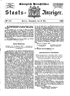 Königlich Preußischer Staats-Anzeiger (Allgemeine preußische Staats-Zeitung) Samstag 19. Mai 1860