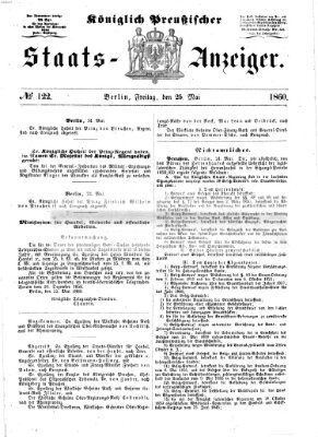 Königlich Preußischer Staats-Anzeiger (Allgemeine preußische Staats-Zeitung) Freitag 25. Mai 1860