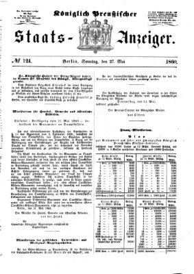 Königlich Preußischer Staats-Anzeiger (Allgemeine preußische Staats-Zeitung) Sonntag 27. Mai 1860