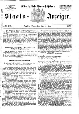 Königlich Preußischer Staats-Anzeiger (Allgemeine preußische Staats-Zeitung) Donnerstag 14. Juni 1860