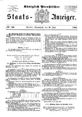 Königlich Preußischer Staats-Anzeiger (Allgemeine preußische Staats-Zeitung) Samstag 23. Juni 1860