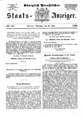 Königlich Preußischer Staats-Anzeiger (Allgemeine preußische Staats-Zeitung) Sonntag 24. Juni 1860