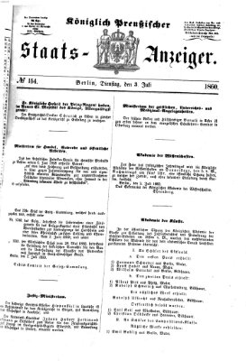 Königlich Preußischer Staats-Anzeiger (Allgemeine preußische Staats-Zeitung) Dienstag 3. Juli 1860