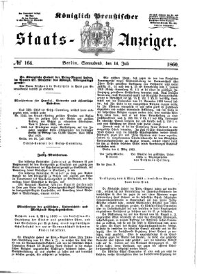 Königlich Preußischer Staats-Anzeiger (Allgemeine preußische Staats-Zeitung) Samstag 14. Juli 1860