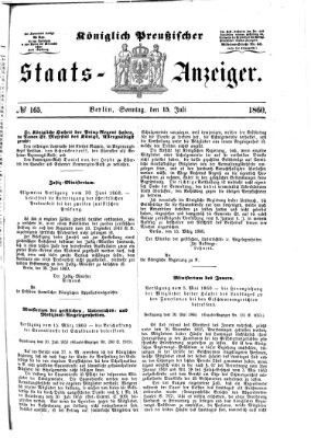 Königlich Preußischer Staats-Anzeiger (Allgemeine preußische Staats-Zeitung) Sonntag 15. Juli 1860