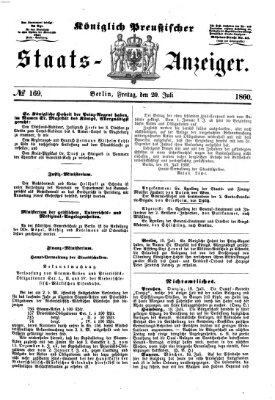 Königlich Preußischer Staats-Anzeiger (Allgemeine preußische Staats-Zeitung) Freitag 20. Juli 1860