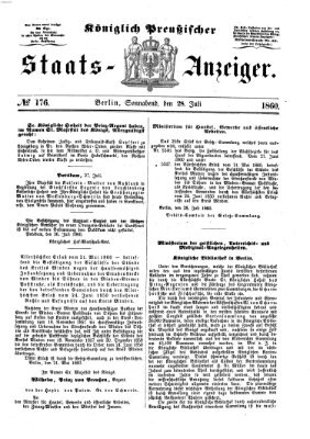 Königlich Preußischer Staats-Anzeiger (Allgemeine preußische Staats-Zeitung) Samstag 28. Juli 1860