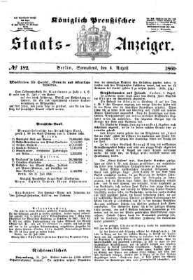 Königlich Preußischer Staats-Anzeiger (Allgemeine preußische Staats-Zeitung) Samstag 4. August 1860