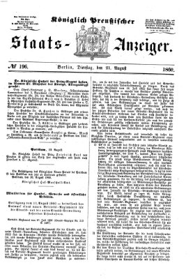 Königlich Preußischer Staats-Anzeiger (Allgemeine preußische Staats-Zeitung) Dienstag 21. August 1860