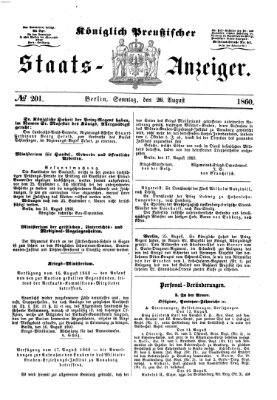 Königlich Preußischer Staats-Anzeiger (Allgemeine preußische Staats-Zeitung) Sonntag 26. August 1860