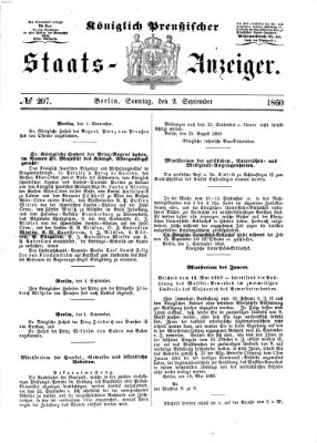 Königlich Preußischer Staats-Anzeiger (Allgemeine preußische Staats-Zeitung) Sonntag 2. September 1860