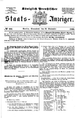 Königlich Preußischer Staats-Anzeiger (Allgemeine preußische Staats-Zeitung) Samstag 22. September 1860