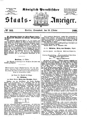 Königlich Preußischer Staats-Anzeiger (Allgemeine preußische Staats-Zeitung) Samstag 13. Oktober 1860