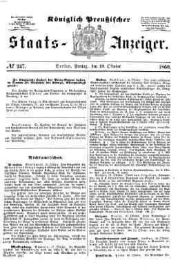 Königlich Preußischer Staats-Anzeiger (Allgemeine preußische Staats-Zeitung) Freitag 19. Oktober 1860