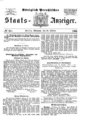 Königlich Preußischer Staats-Anzeiger (Allgemeine preußische Staats-Zeitung) Mittwoch 24. Oktober 1860