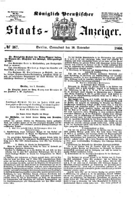 Königlich Preußischer Staats-Anzeiger (Allgemeine preußische Staats-Zeitung) Samstag 10. November 1860