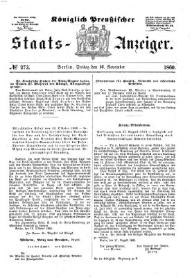 Königlich Preußischer Staats-Anzeiger (Allgemeine preußische Staats-Zeitung) Freitag 16. November 1860