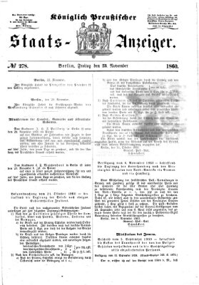 Königlich Preußischer Staats-Anzeiger (Allgemeine preußische Staats-Zeitung) Freitag 23. November 1860