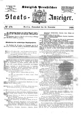 Königlich Preußischer Staats-Anzeiger (Allgemeine preußische Staats-Zeitung) Samstag 24. November 1860