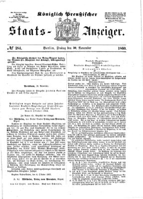 Königlich Preußischer Staats-Anzeiger (Allgemeine preußische Staats-Zeitung) Freitag 30. November 1860