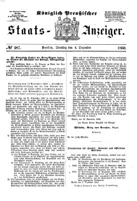 Königlich Preußischer Staats-Anzeiger (Allgemeine preußische Staats-Zeitung) Dienstag 4. Dezember 1860