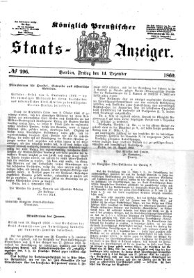 Königlich Preußischer Staats-Anzeiger (Allgemeine preußische Staats-Zeitung) Freitag 14. Dezember 1860