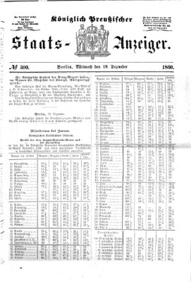 Königlich Preußischer Staats-Anzeiger (Allgemeine preußische Staats-Zeitung) Mittwoch 19. Dezember 1860