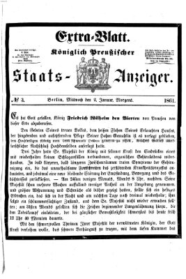 Königlich Preußischer Staats-Anzeiger (Allgemeine preußische Staats-Zeitung) Mittwoch 2. Januar 1861