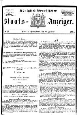 Königlich Preußischer Staats-Anzeiger (Allgemeine preußische Staats-Zeitung) Samstag 12. Januar 1861