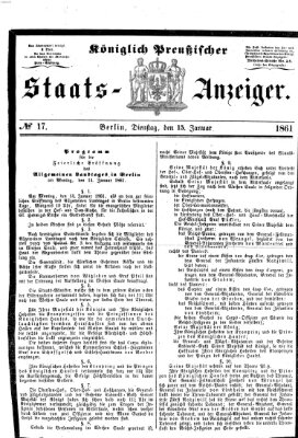 Königlich Preußischer Staats-Anzeiger (Allgemeine preußische Staats-Zeitung) Dienstag 15. Januar 1861