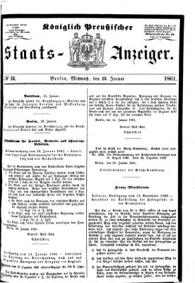 Königlich Preußischer Staats-Anzeiger (Allgemeine preußische Staats-Zeitung) Mittwoch 23. Januar 1861