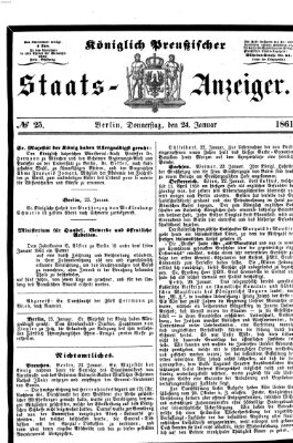 Königlich Preußischer Staats-Anzeiger (Allgemeine preußische Staats-Zeitung) Donnerstag 24. Januar 1861