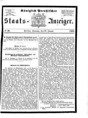 Königlich Preußischer Staats-Anzeiger (Allgemeine preußische Staats-Zeitung) Sonntag 27. Januar 1861