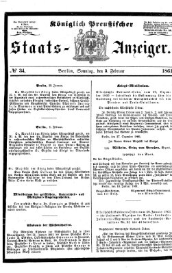 Königlich Preußischer Staats-Anzeiger (Allgemeine preußische Staats-Zeitung) Sonntag 3. Februar 1861