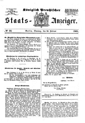 Königlich Preußischer Staats-Anzeiger (Allgemeine preußische Staats-Zeitung) Sonntag 24. Februar 1861