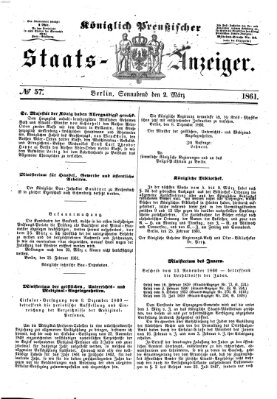 Königlich Preußischer Staats-Anzeiger (Allgemeine preußische Staats-Zeitung) Samstag 2. März 1861