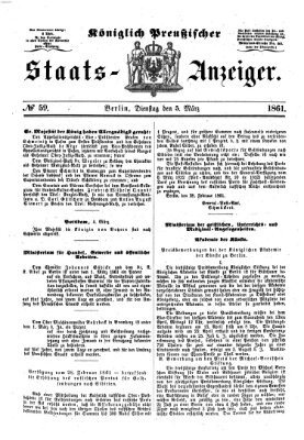 Königlich Preußischer Staats-Anzeiger (Allgemeine preußische Staats-Zeitung) Dienstag 5. März 1861