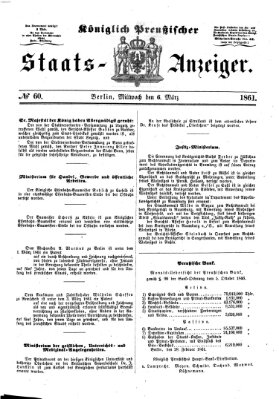 Königlich Preußischer Staats-Anzeiger (Allgemeine preußische Staats-Zeitung) Mittwoch 6. März 1861