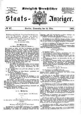 Königlich Preußischer Staats-Anzeiger (Allgemeine preußische Staats-Zeitung) Donnerstag 14. März 1861