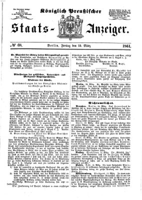 Königlich Preußischer Staats-Anzeiger (Allgemeine preußische Staats-Zeitung) Freitag 15. März 1861