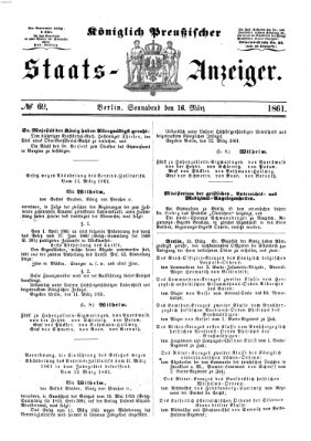 Königlich Preußischer Staats-Anzeiger (Allgemeine preußische Staats-Zeitung) Samstag 16. März 1861