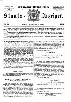 Königlich Preußischer Staats-Anzeiger (Allgemeine preußische Staats-Zeitung) Freitag 22. März 1861